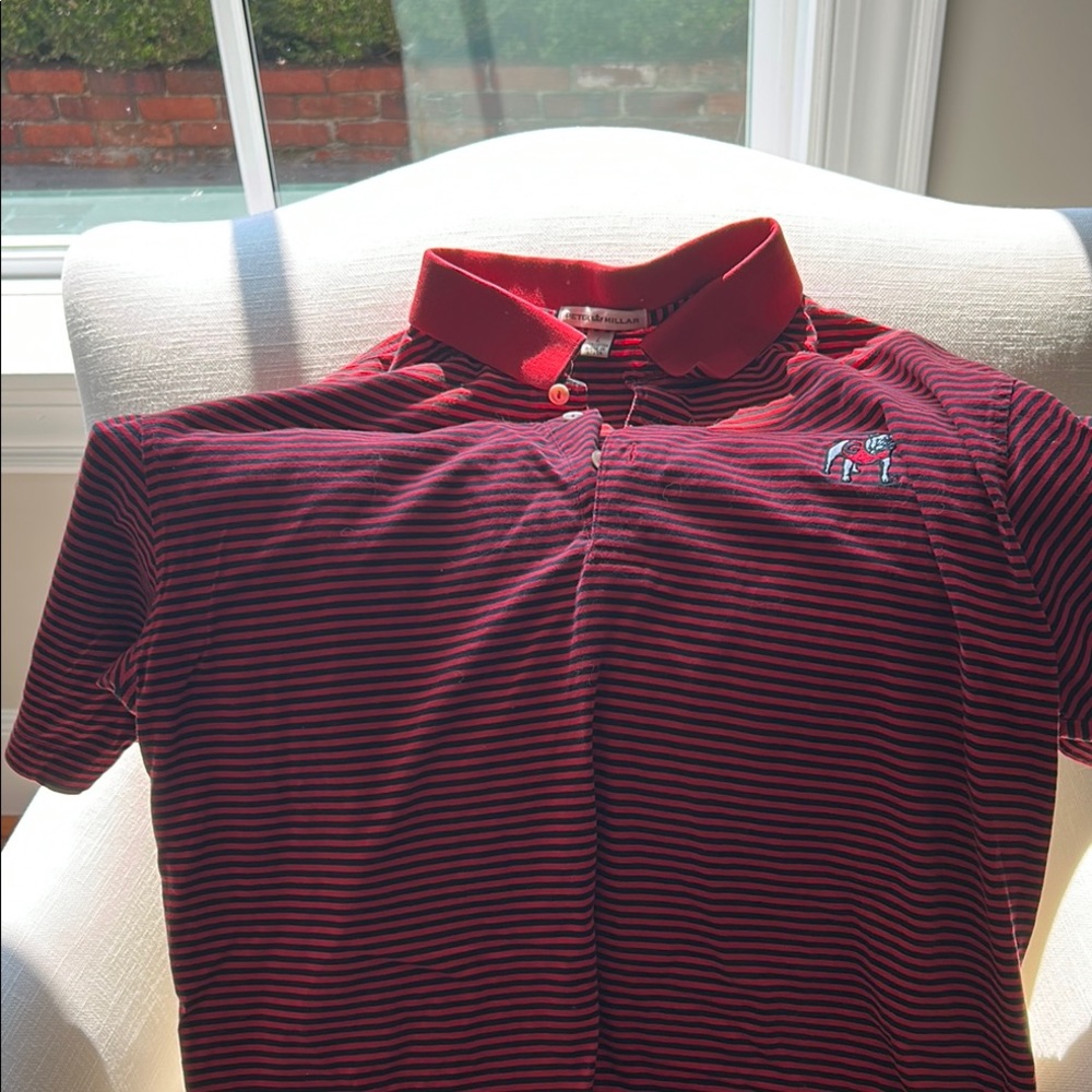 Peter Millar Red and Black Polo with Classic Stripes